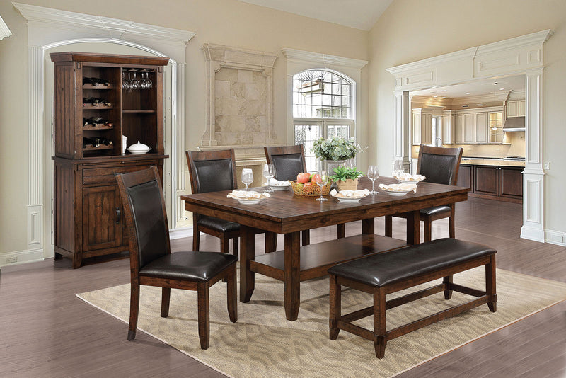MEAGAN I Brown Cherry, Espresso 7 Pc. Dining Table Set