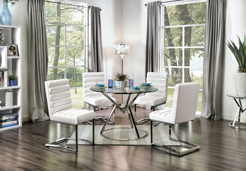 LIVADA I Chrome 5 Pc.Round Dining Table Set - Star USA Furniture Inc