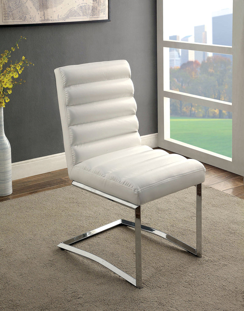 LIVADA I Chrome/White Side Chair (2/CTN), White
