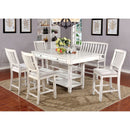 Kaliyah Antique White 6 Pc. Dining Table Set w/ Bench - Star USA Furniture Inc