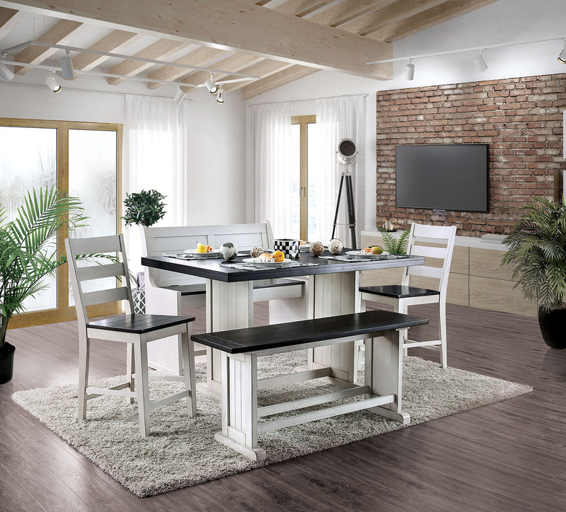 Nekoma Espresso/White 5 Pc. Counter Ht. Dining Table Set (2CH+BN+LV) - Star USA Furniture Inc