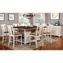 SABRINA Off White/Cherry 9 Pc. Counter Ht. Dining Table Set w/ Stools - Star USA Furniture Inc