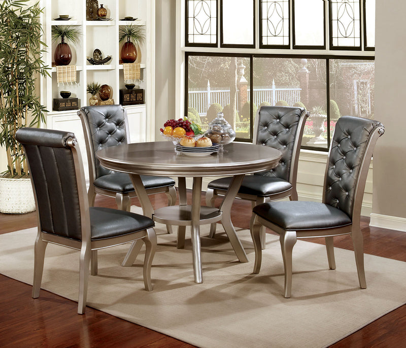Amina Champagne 5 Pc. Round Dining Table Set