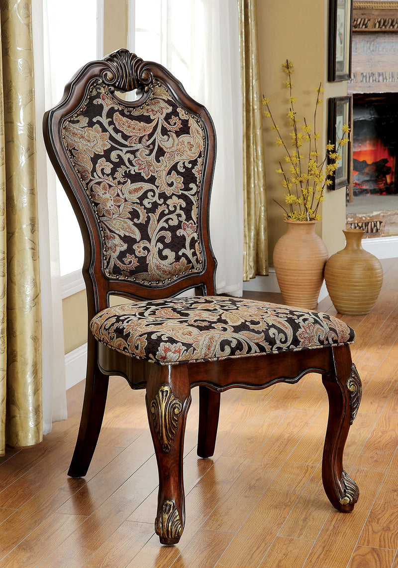 VICENTE Cherry/Pattern Side Chair (2/CTN)