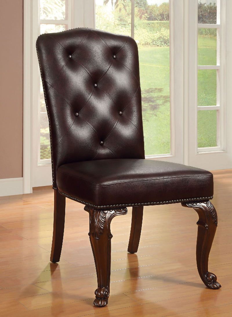 Bellagio Brown Cherry/Pattern Leatherette Side Chair (2/CTN)