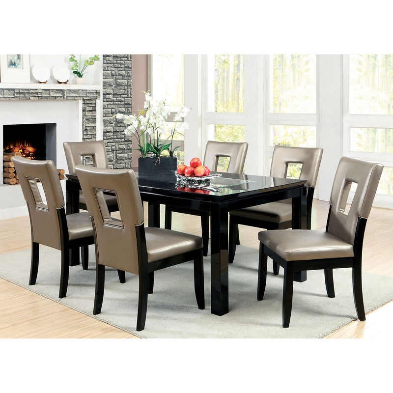 Evant I Black/Silver 7 Pc. Dining Table Set - Star USA Furniture Inc