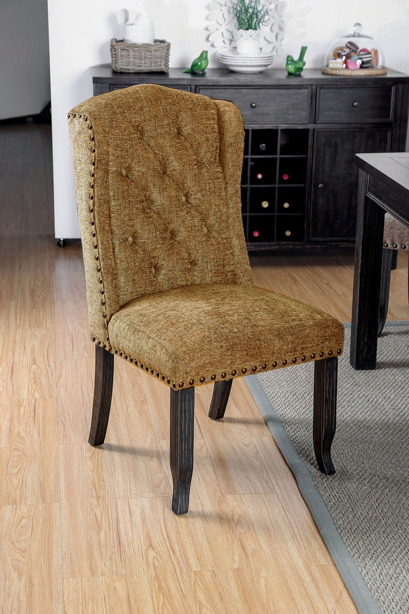 Sania III Antique Black/Gold Side Chair (2/CTN)