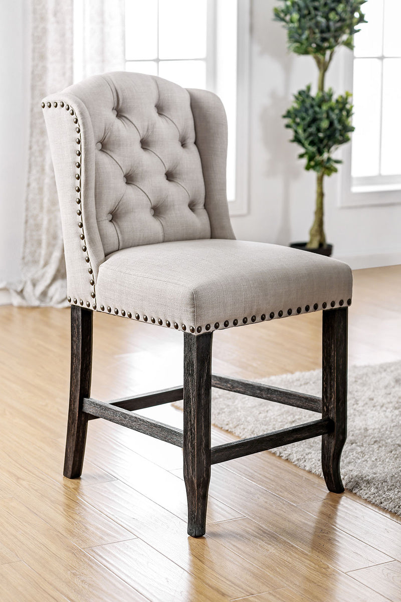 SANIA III Antique Black, Ivory Counter Ht. Wingback Chair (2/CTN)
