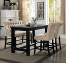 Sania III Antique Black, Ivory 4 Pc. Counter Ht. Table Set w/ Bench - Star USA Furniture Inc