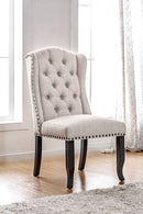 Sania I Antique Black Wingback Chair in beige, Antique Black - Star USA Furniture Inc