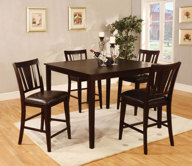 Bridgette II Espresso 5 Pc. Square Counter Ht. Table Set - Star USA Furniture Inc