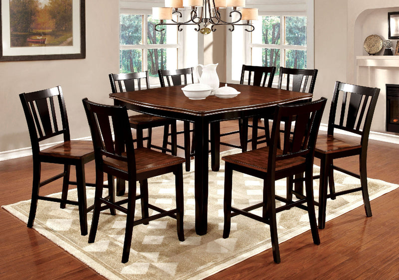 DOVER II Black/Cherry 9 Pc. Counter Ht. Dining Table Set - Star USA Furniture Inc