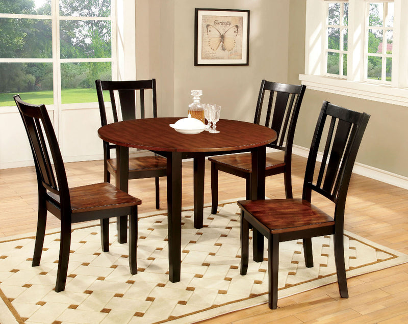 DOVER II Black, Cherry Round Table w/ Drop Leaf - Star USA Furniture Inc