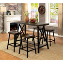 Lainey Medium Weathered Oak/Black 5 Pc. Bar Table Set - Star USA Furniture Inc