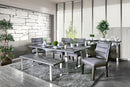 Mandy Gray/Chrome 6 Pc. Dining Table Set w/ Bench - Star USA Furniture Inc