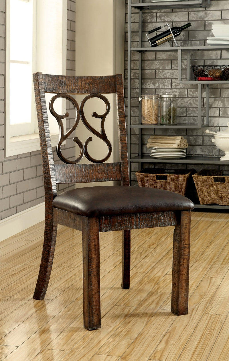 PAULINA Rustic Walnut/Espresso Side Chair (2/CTN)