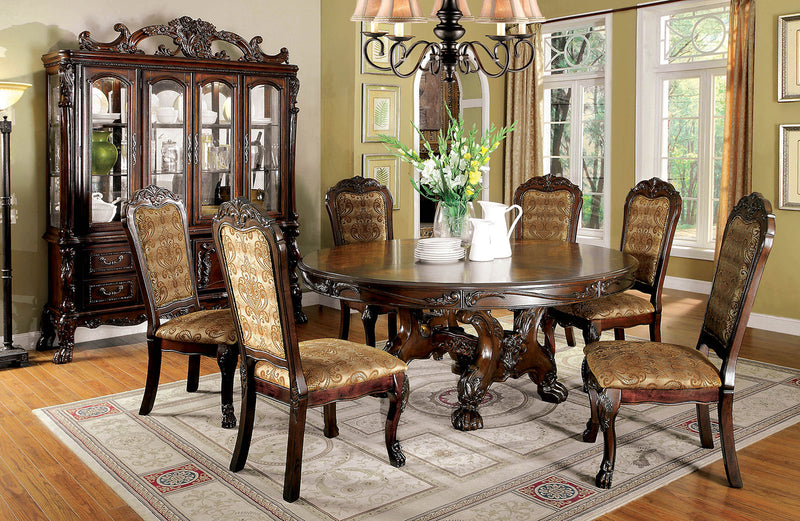 MEDIEVE Cherry 7 Pc. Round Dining Table Set