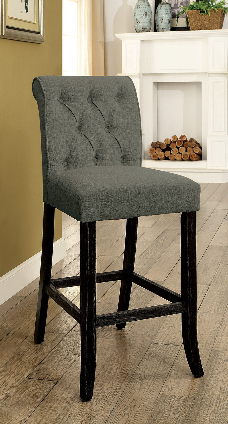 Sania III Gray/Antique Black Bar. Chair, Gray (2/CTN) - Star USA Furniture Inc