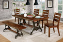 Leann Brown Cherry/Dark Gray 6 Pc. Dining Table Set w/ Bench - Star USA Furniture Inc