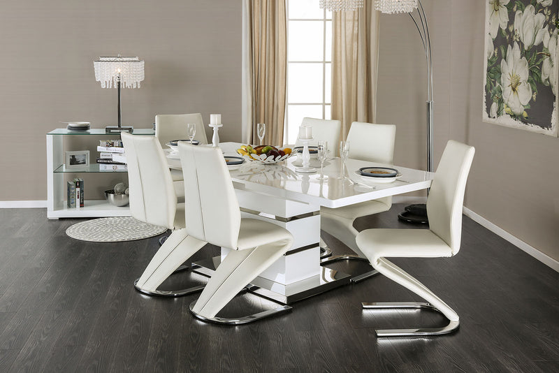 Midvale White/Chrome 7 Pc. Dining Table Set