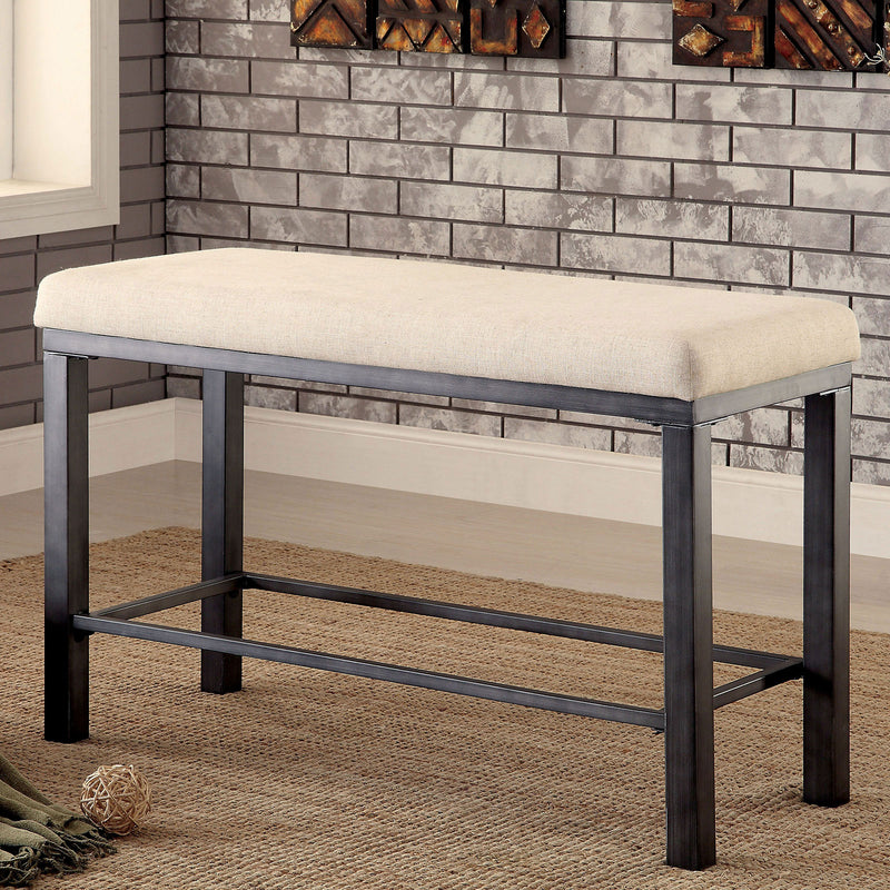 JAZLYN II Ivory/Black Counter Ht. Bench - Star USA Furniture Inc