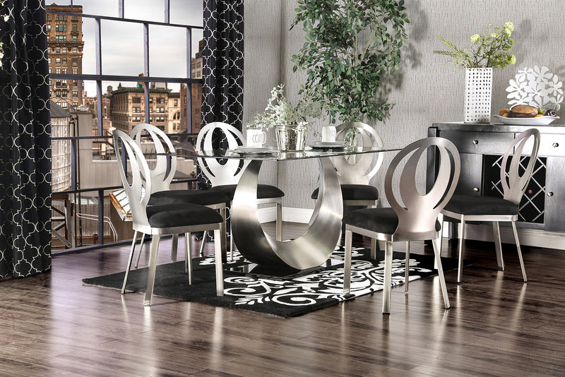 ORLA Silver/Black 7 Pc. Dining Table Set