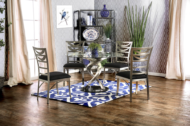 ROXO Silver/Black 5 Pc. Dining Table Set