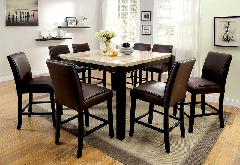 GLADSTONE II Black/Black 9 Pc. Counter Ht. Dining Table Set - Star USA Furniture Inc