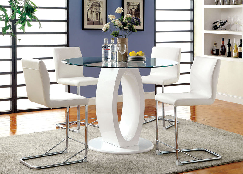 LODIA II White Round Counter Ht. Table