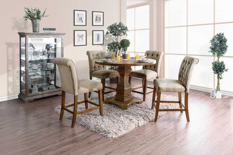 Nerissa Rustic Oak 5 Pc. Round Counter Ht. Dining Table Set
