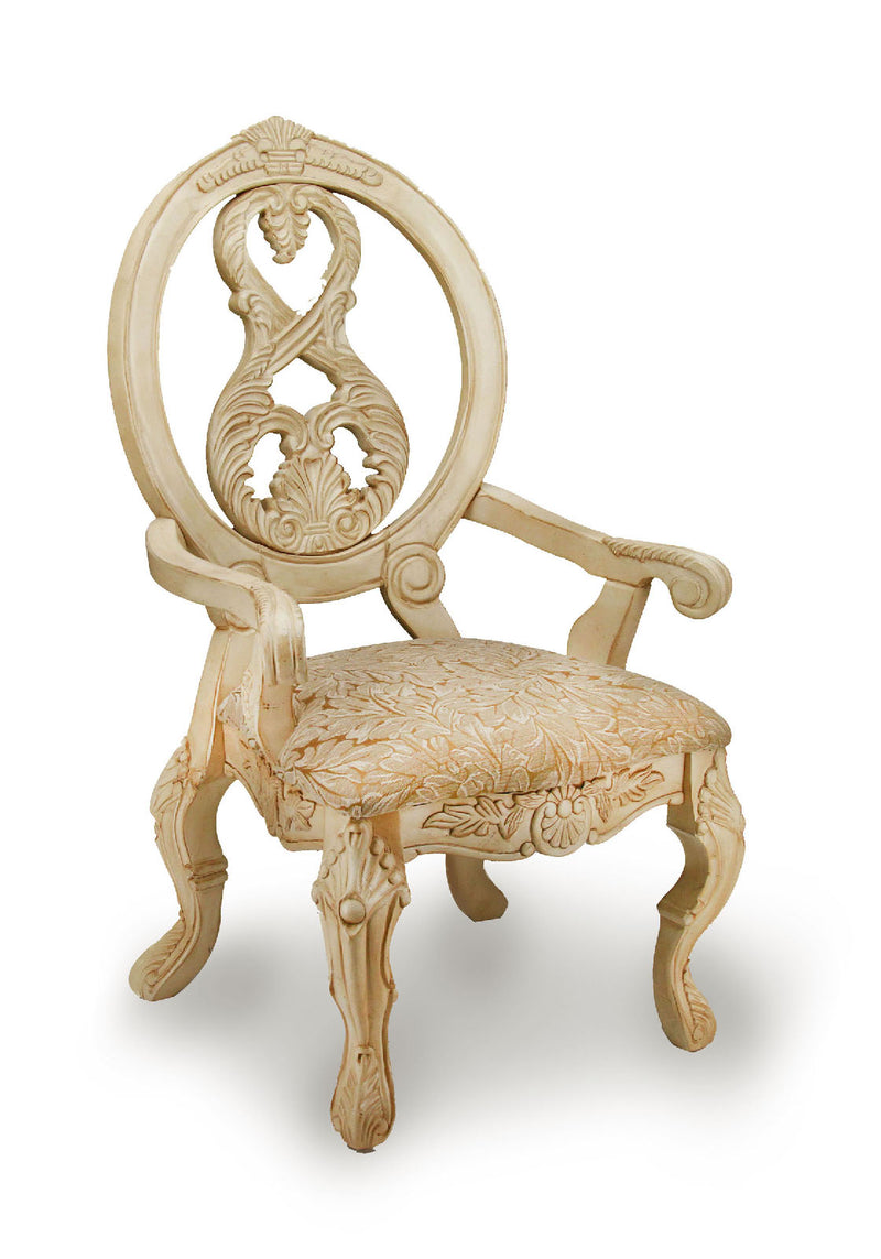 Tuscany III Antique White/Beige Pattern Arm Chair (2/CTN)
