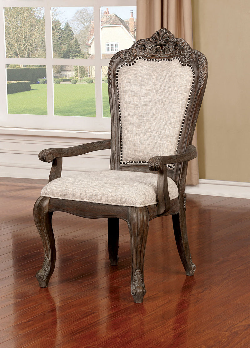 Charmaine Antique Brush Gray Arm Chair (2/CTN)