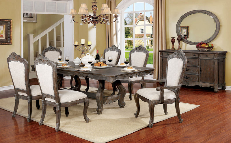 Charmaine Antique Brush Gray 7 Pc. Dining Table Set - Star USA Furniture Inc