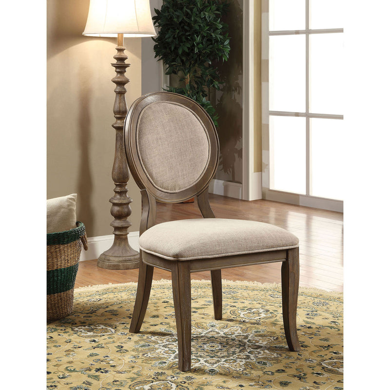 Kathryn Rustic Dark Oak/Beige Side Chair (2/CTN)