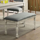 Kathryn Antique White/Gray Bench, White - Star USA Furniture Inc