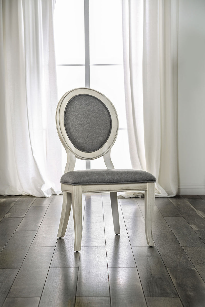 Kathryn Antique White/Gray Side Chair, Antique White (2/CTN)