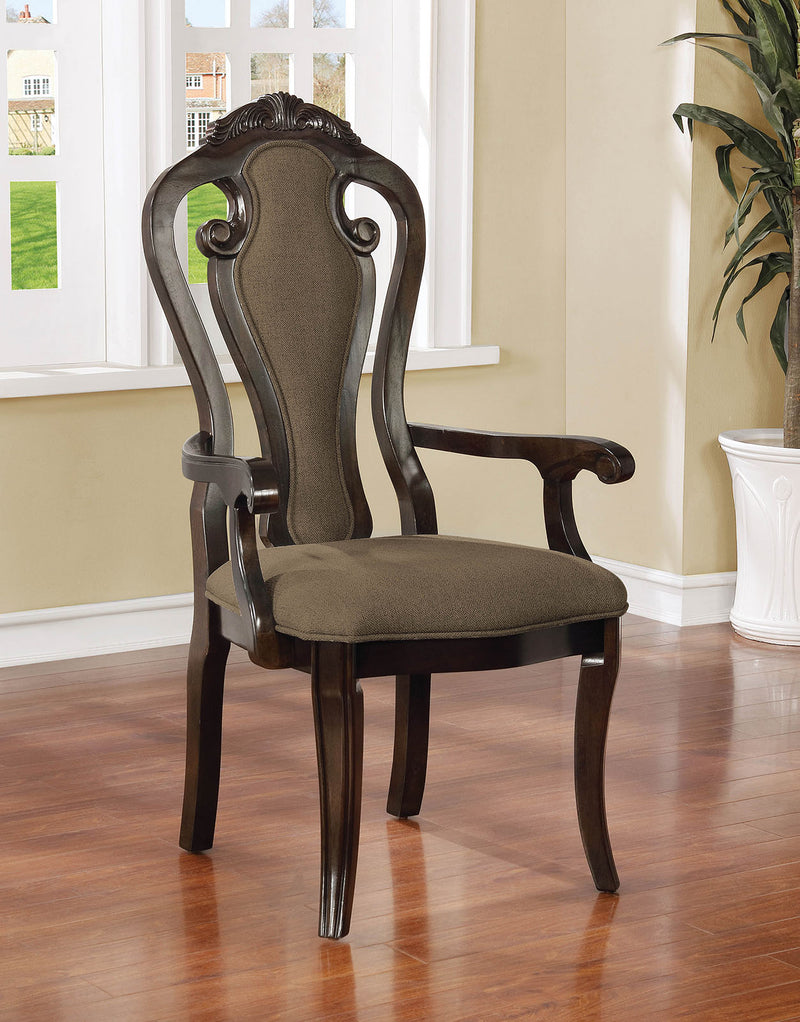 Rosalina Walnut/Beige Arm Chair (2/CTN)