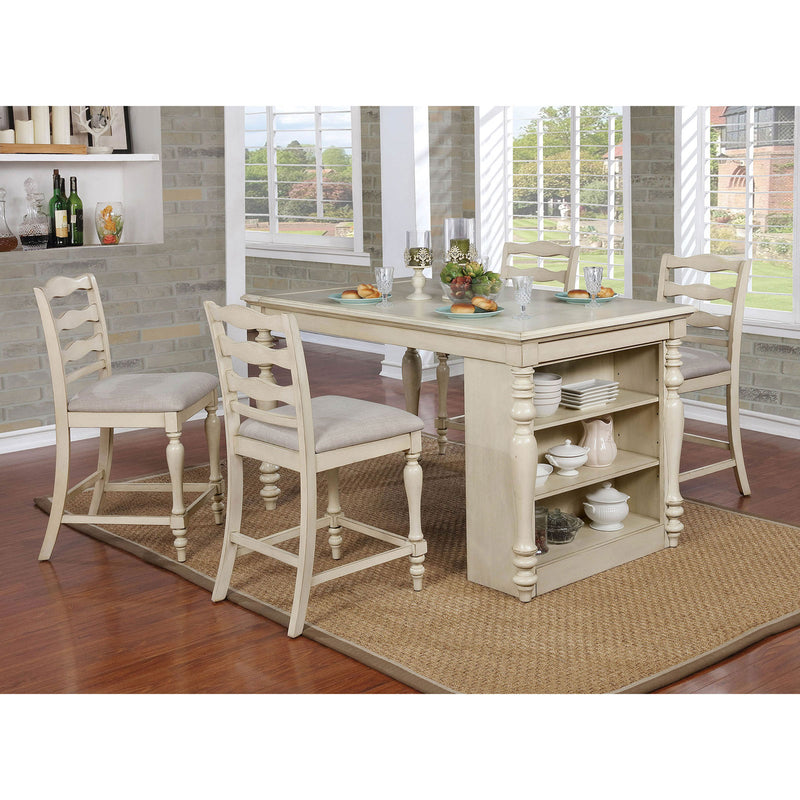 Theresa Antique White 5 Pc. Dining Table Set