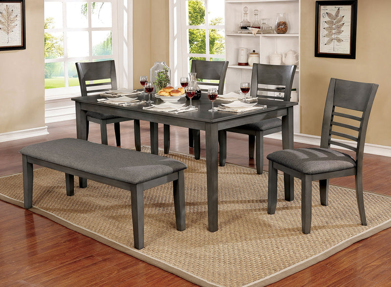 Hillsview Gray 6 Pc. Dining Table Set w/ Bench