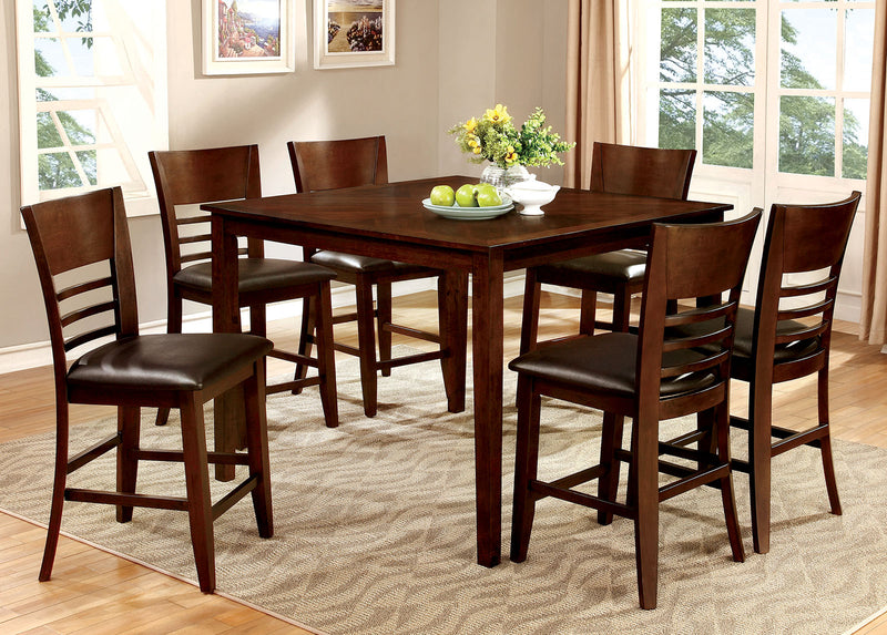 HILLSVIEW II Brown Cherry 7 Pc. Counter Ht. Table Set