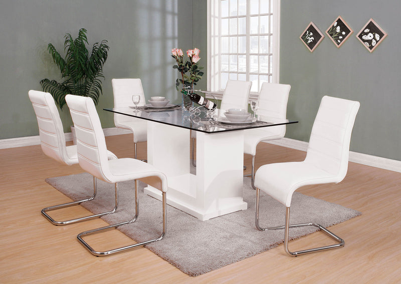 Eva White/Clear 7 Pc. Dining Table Set - Star USA Furniture Inc