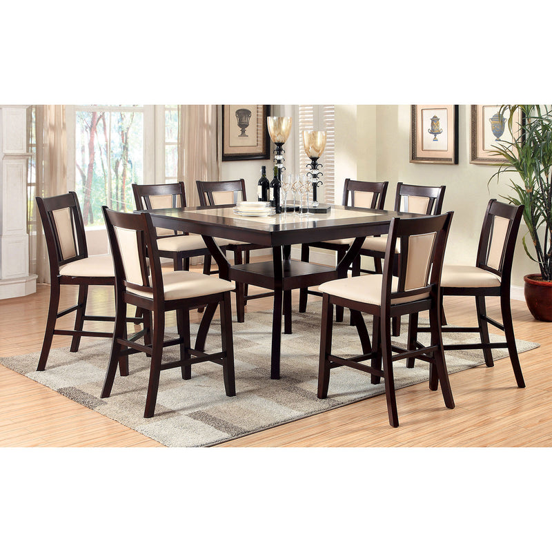 BRENT II Dark Cherry 9 Pc. Counter Ht.  Dining Table Set
