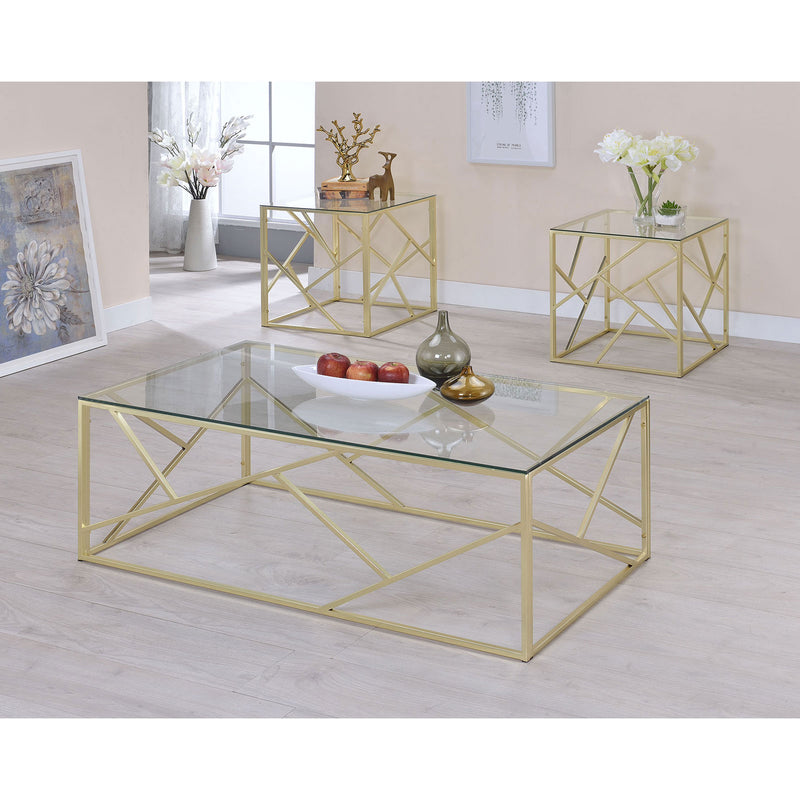 Pamplona Champagne 3 Pc. Table Set, Champagne - Star USA Furniture Inc