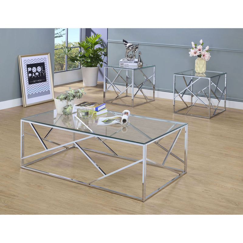 Pamplona Chrome 3 Pc. Table Set, Chrome - Star USA Furniture Inc