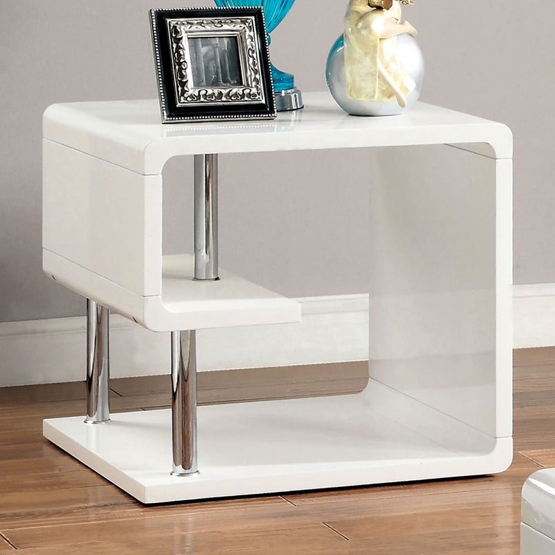 Ninove I White/Chrome End Table - Star USA Furniture Inc
