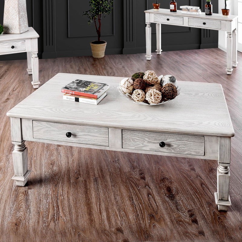 Joliet Antique White Coffee Table - Star USA Furniture Inc