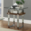 Elpeth Chrome/Dark Oak End Table - Star USA Furniture Inc