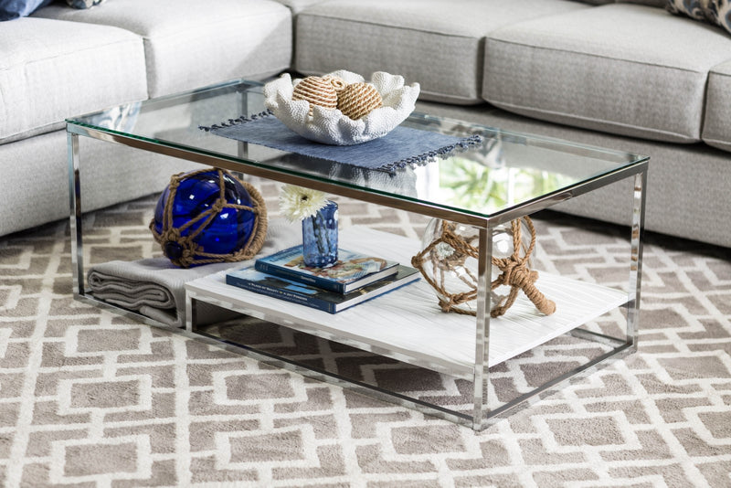 VENDI White/Chrome Coffee Table - Star USA Furniture Inc