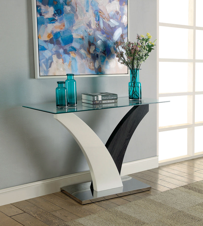 SLOANE White/Dark Gray/Chrome Sofa Table
