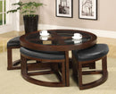 Crystal Cove II Dark Walnut Round Coffee Table w/ 4 Stools - Star USA Furniture Inc